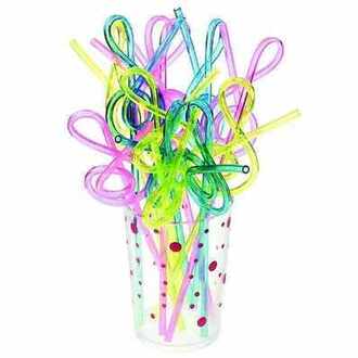 Treble Clef Plastic Straws Assorted Colours Pack of 12