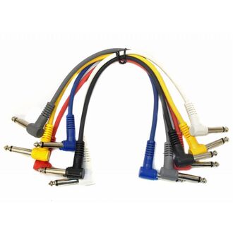 Leem 1ft FX-Pedal Patch Cables 6pk (1/4" Right-Angled Plug - 1/4" Right-Angled Plug)