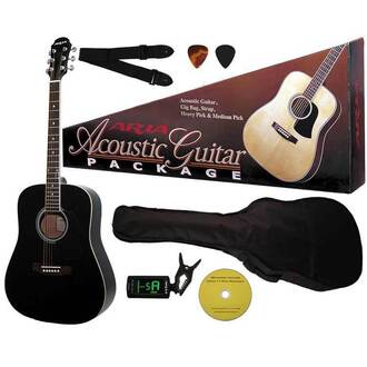 Aria ARAGPN003BK Prodigy Series Acoustic Guitar Package in Black
