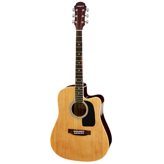 Aria ARAWN15CEN AW-15 Dreadnought Acoustic-Electric Guitar w/Cutaway in Natural Gloss