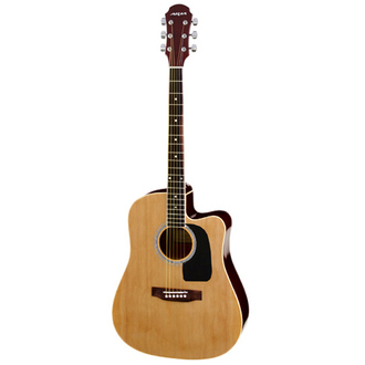 Aria ARAWN15CESN AW-15 Dreadnought Acoustic-Electric Guitar w/Cutaway in Natural Satin