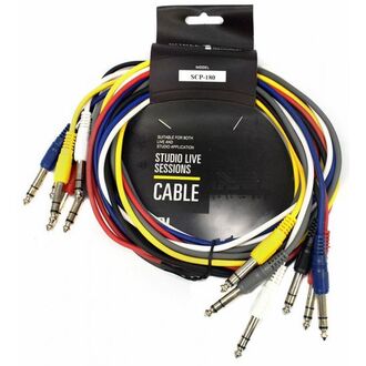 Leem 6ft Stereo Patch Cables 6pk (1/4" Stereo Jack Plug  - 1/4" Stereo Jack Plug)
