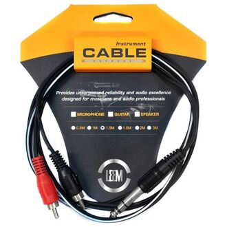 Leem 5ft Y-Cable (1/4" Straight TRS - 2 X RCA Plugs)