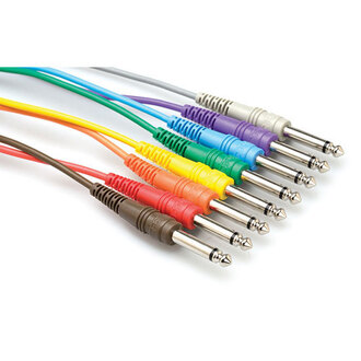 Hosa CPP830 Unbalanced Patch Cables, 1/4 in TS to Same, 1 ft