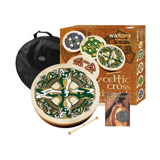 Waltons 18 Inch Bodhran Pack Gaelic Cross W/Beater & Dvd