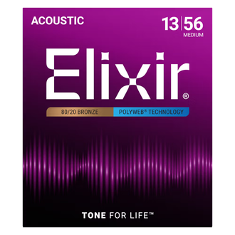 Elixir 11100 Polyweb 80/20 Bronze Acoustic Guitar 6-String Set Medium 13-56