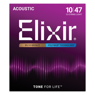 Elixir 11150 Polyweb 80/20 Bronze Acoustic Guitar 12-String Set Light 10-47