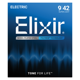 Elixir 12000 Polyweb Electric Guitar 6-String Set Super Light 9-42