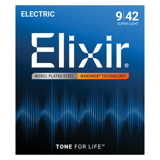 Elixir 12002 Nanoweb Electric Guitar 6-String Set Super Light 9-42