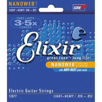 Elixir 12077 Nanoweb Electric Guitar 6-String Set Light-Heavy 10-52