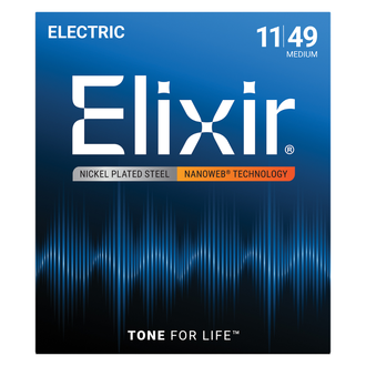 Elixir 12102 Nanoweb Electric Guitar 6-String Set Medium 11-49
