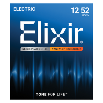 Elixir 12152 Nanoweb Electric Guitar 6-String Set Heavy 12-52
