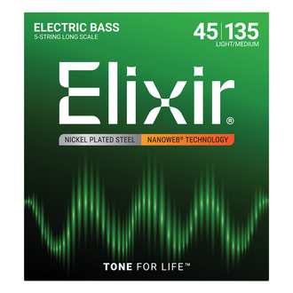 Elixir 14207 Nanoweb Bass Med Med-Light 45-135 5-String Set