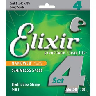 Elixir 14652 Nanoweb Bass Stainless Steel Light 45-100 4-String Set