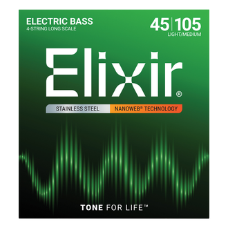 Elixir 14677 Nanoweb Bass Stainless Steel Medium 45-105 4-String Set
