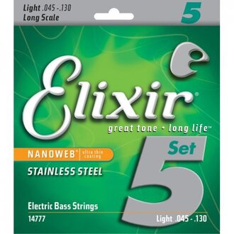 Elixir 14777 Nanoweb Bass  Stainless Steel Med-Light 45-130 5-String Set