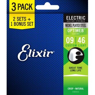 Elixir 116551 Optiweb Electric  9-46 3 Pack Custom Light
