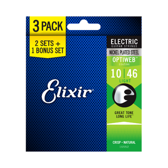 Elixir Optiweb Electric Guitar 10-46 3-Pack String Sets Light
