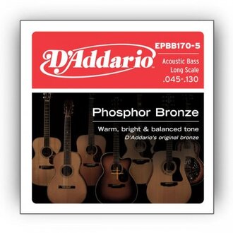 D'Addario EPBB170-5 Phosphor Bronze 5-String Acoustic Bass Strings, Long Scale, 45-130 5-String