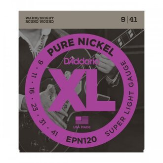 D'Addario EPN120 Pure Nickel Electric Guitar Strings, Super Light, 9-41