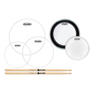 Evans American Upgrade 20IN Drum Head Pack with Promark 5A
