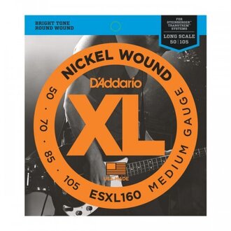 D'Addario ESXL160 Nickel Wound Bass Guitar Strings, Medium, 50-105, Double Ball End, Long Scale