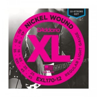 D'Addario EXL170-12 Nickel Wound Bass Guitar Strings, Light, 18-45