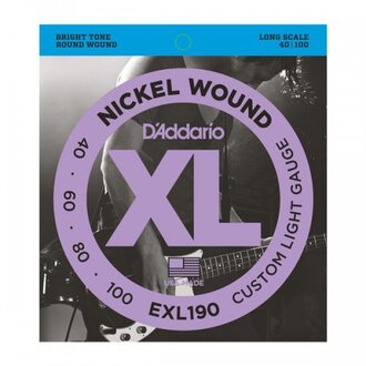 D'Addario EXL190 Nickel Wound Bass Guitar Strings, Custom Light, 40-100, Long Scale