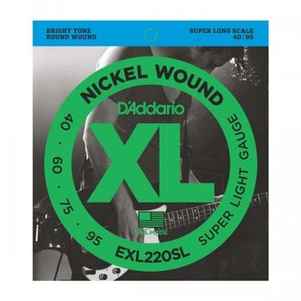D'Addario EXL220SL Nickel Wound Bass Guitar Strings, Super Light, 40-95, Super Long  Scale