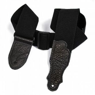 Franklin 2" Black Cotton Strap with Pebbled Black Glove Leather End