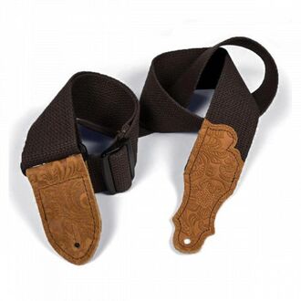 Franklin 2" Chocolate Cotton Strap with Embossed Caramel Suede End
