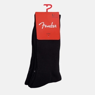 Perris FGA372001L Fender "Classic" Large Crew Socks In Black (3-Pair)