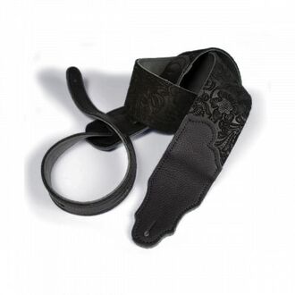 Franklin Embossed 2.5" Black Suede Strap with Pebbled Black Glove Leather End