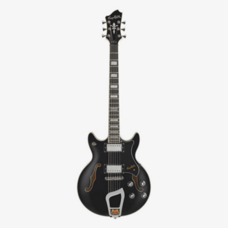 Hagstrom Alvar Semi-Hollow Electric Guitar in Black Gloss