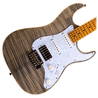 JET JS-450-TBK Electric Guitar HSS Flame Top - Transparent Black