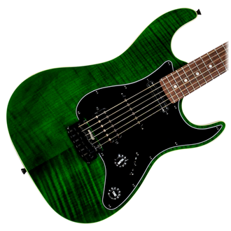 JET JS-450-TGR-R Electric Guitar HSS Flame Top - Transparent Green