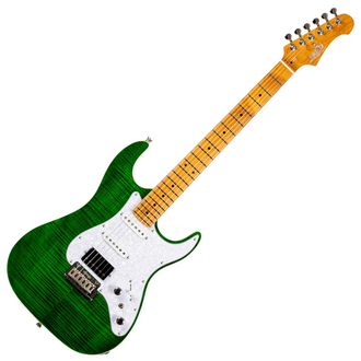 JET JS-600-TGR Electric Guitar HSS Flame Top - Transparent Green