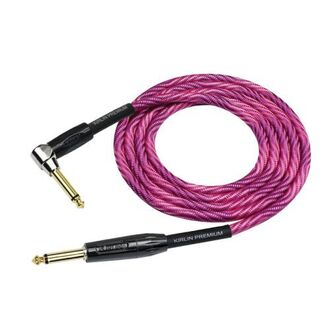 Kirlin IWB202WPP 10ft Premium Plus Wave Pink Guitar Cable RA to Straight