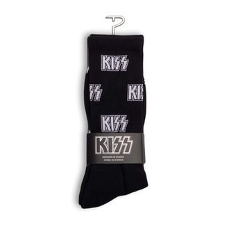 Perris KSA301001L Licensed KISS "All Over Logo" Large Crew Socks In Black (1-Pair)