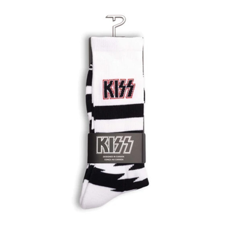 Perris KSA302100L Licensed KISS "Lightning Stripes" Large Crew Socks In White (1-Pair)