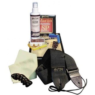 Martin Acoustic Guitar Polish &amp; Care Kit + Strings &amp; Strap