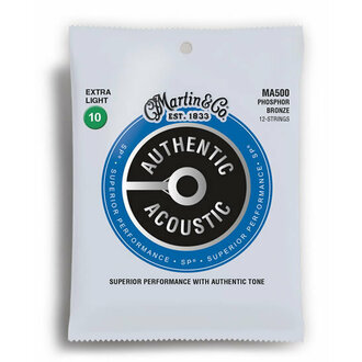 Martin MA500 Authentic Acoustic SP 92/8 Phosphor Bronze Extra Light 12 String Guitar String Set (10-47)