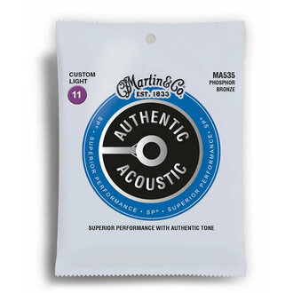 Martin MA535 Authentic Acoustic SP 92/8 Phosphor Bronze Custom Light Guitar String Set (11-52)