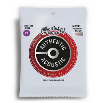 Martin MA535T Authentic Acoustic Lifespan 2.0 Phosphor Bronze 92/8 Custom Light Guitar String Set (11-52)