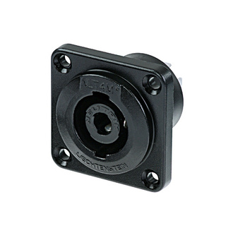Neutrik NLT4MP-BAG Male 4 pole panel mount recepatacle locking speaker connector, 50 amp, all black metal