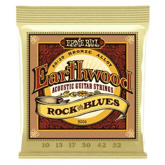 Ernie Ball 2008 Earthwood Rock and Blues w/Plain G 80/20 Bronze Acoustic Guitar Strings 10-52 Gauge