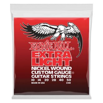 Ernie Ball 2210 Extra Light Nickel Wound w/ wound G Electric Guitar Strings 10-50 Gauge