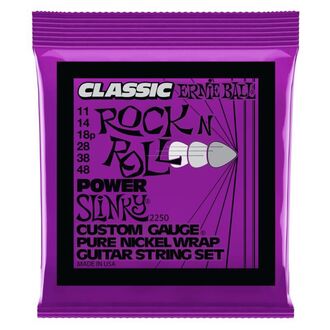 Ernie Ball 2250 Power Slinky Classic Rock n Roll Pure Nickel Wrap Electric Guitar Strings 11-48 Gauge
