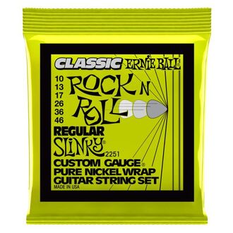 Ernie Ball 2251 Regular Slinky Classic Rock n Roll Pure Nickel Wrap Electric Guitar Strings 10-46 Gauge