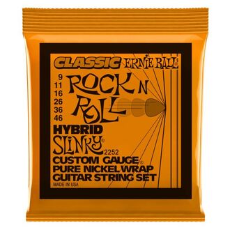 Ernie Ball 2252 Hybrid Slinky Classic Rock n Roll Pure Nickel Wrap Electric Guitar Strings 9-46 Gauge